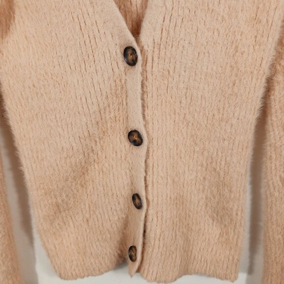 INDUSTRY, Ribbed Soft Button Front Cardigan, Light Tan, Size Small, Neutral Cozy - Picture 6 of 14